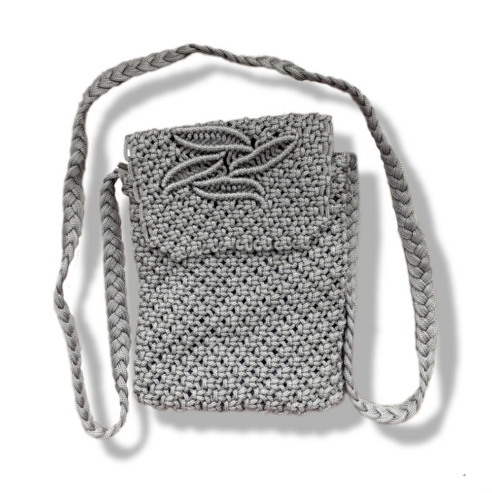 Gray Wool Crossbody Bag